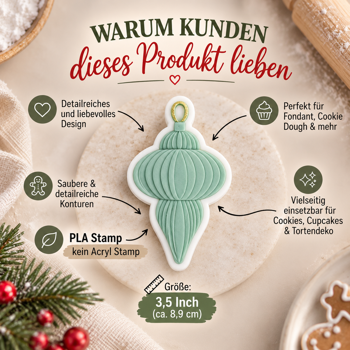 Geriffelte Christbaumkugel