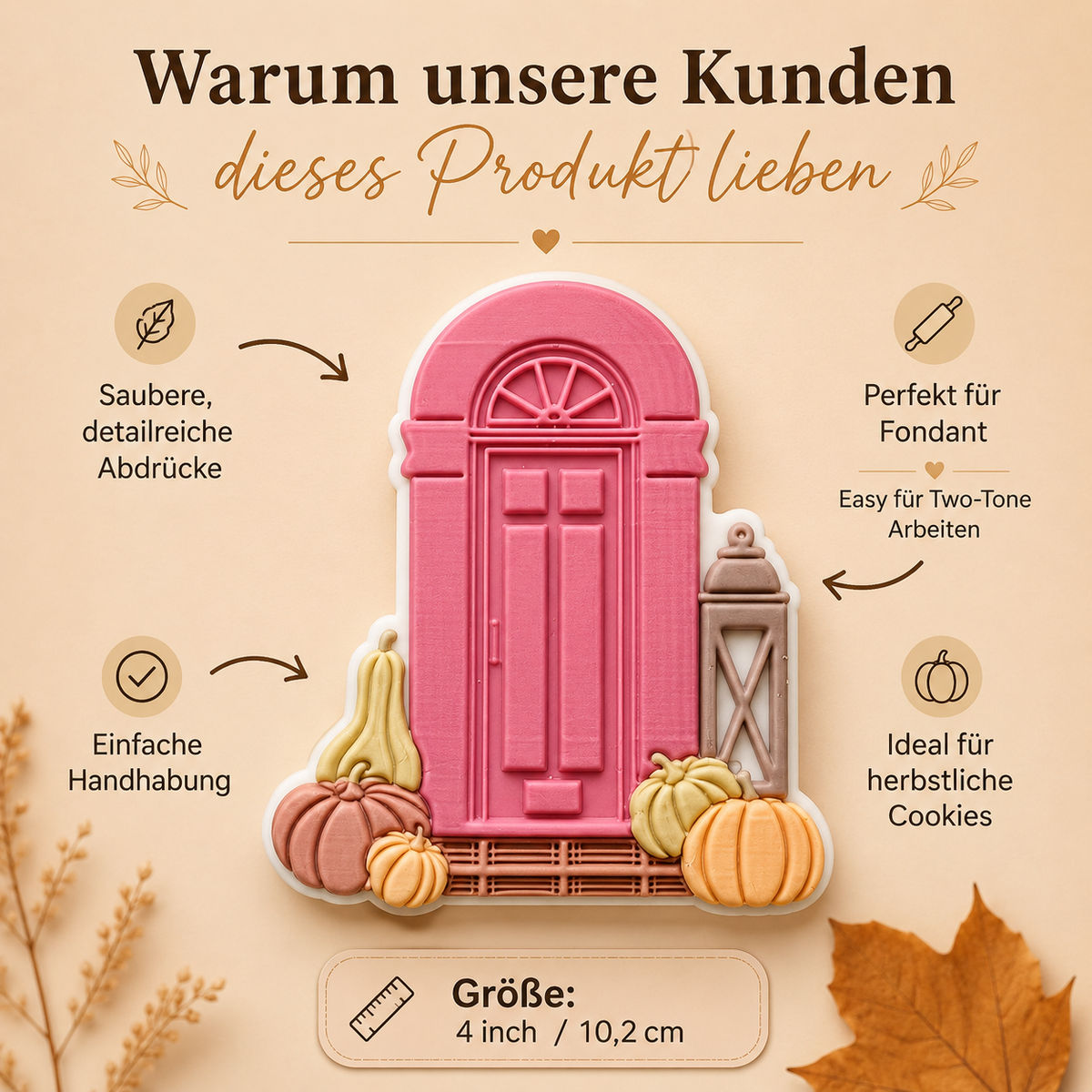 Herbsttür mit Kürbissen