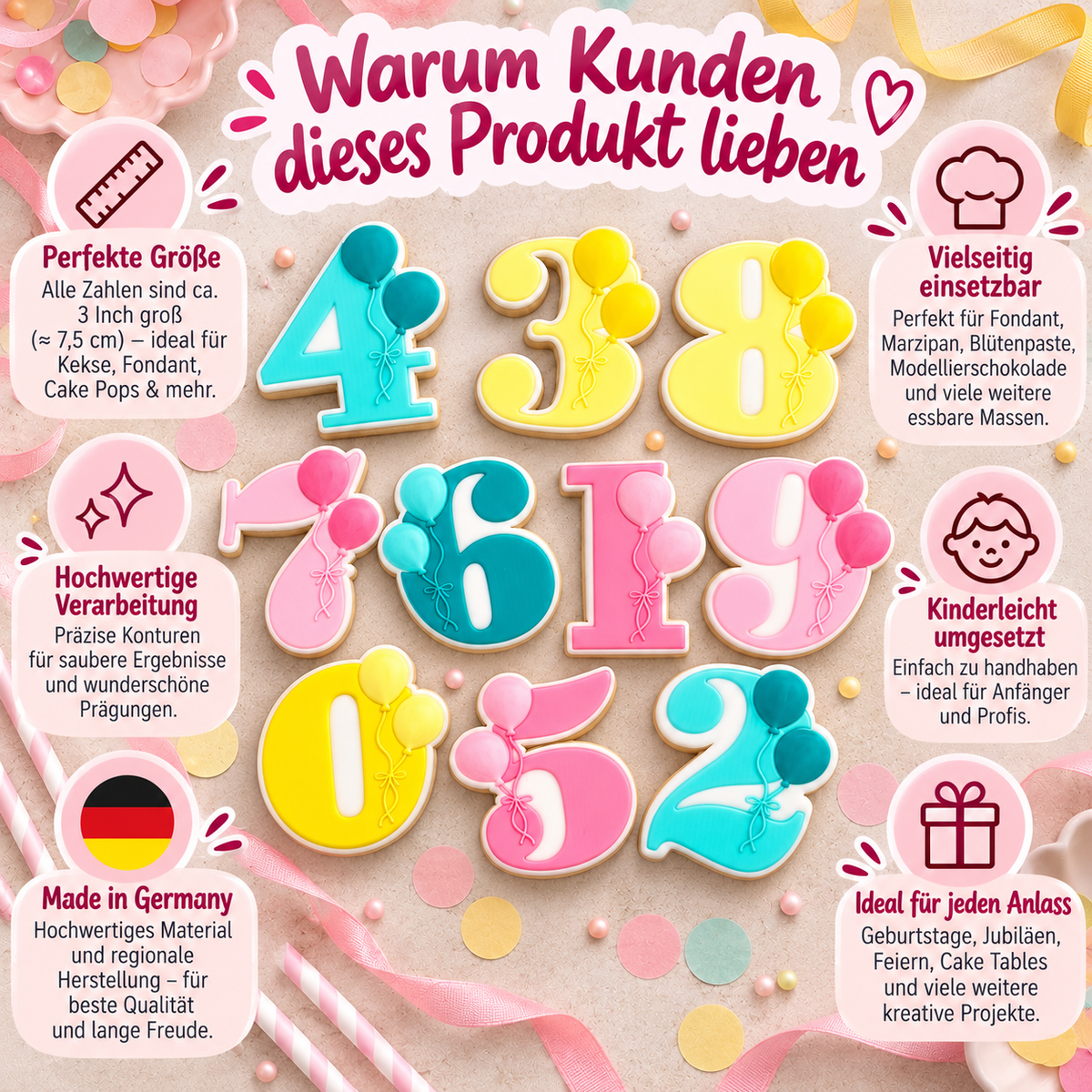 Zahl 1 mit Ballons