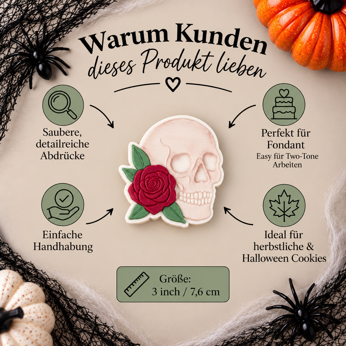 Totenkopf mit Rose