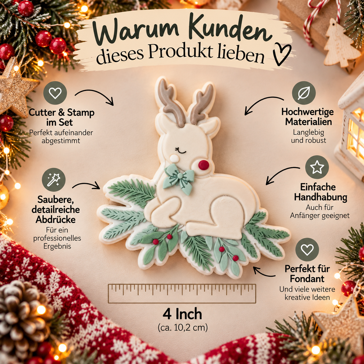 Rentier auf Tannenzweigen