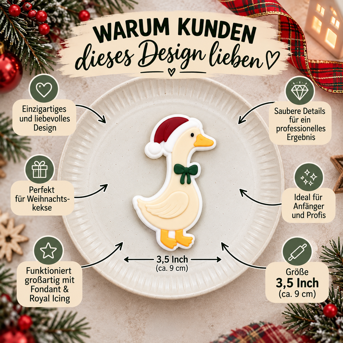 Gans mit Weihnachtsmütze