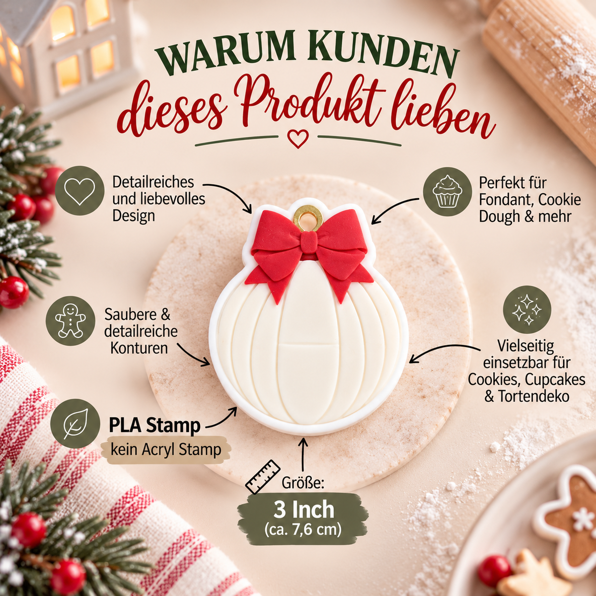 Christbaumkugel mit Schleife