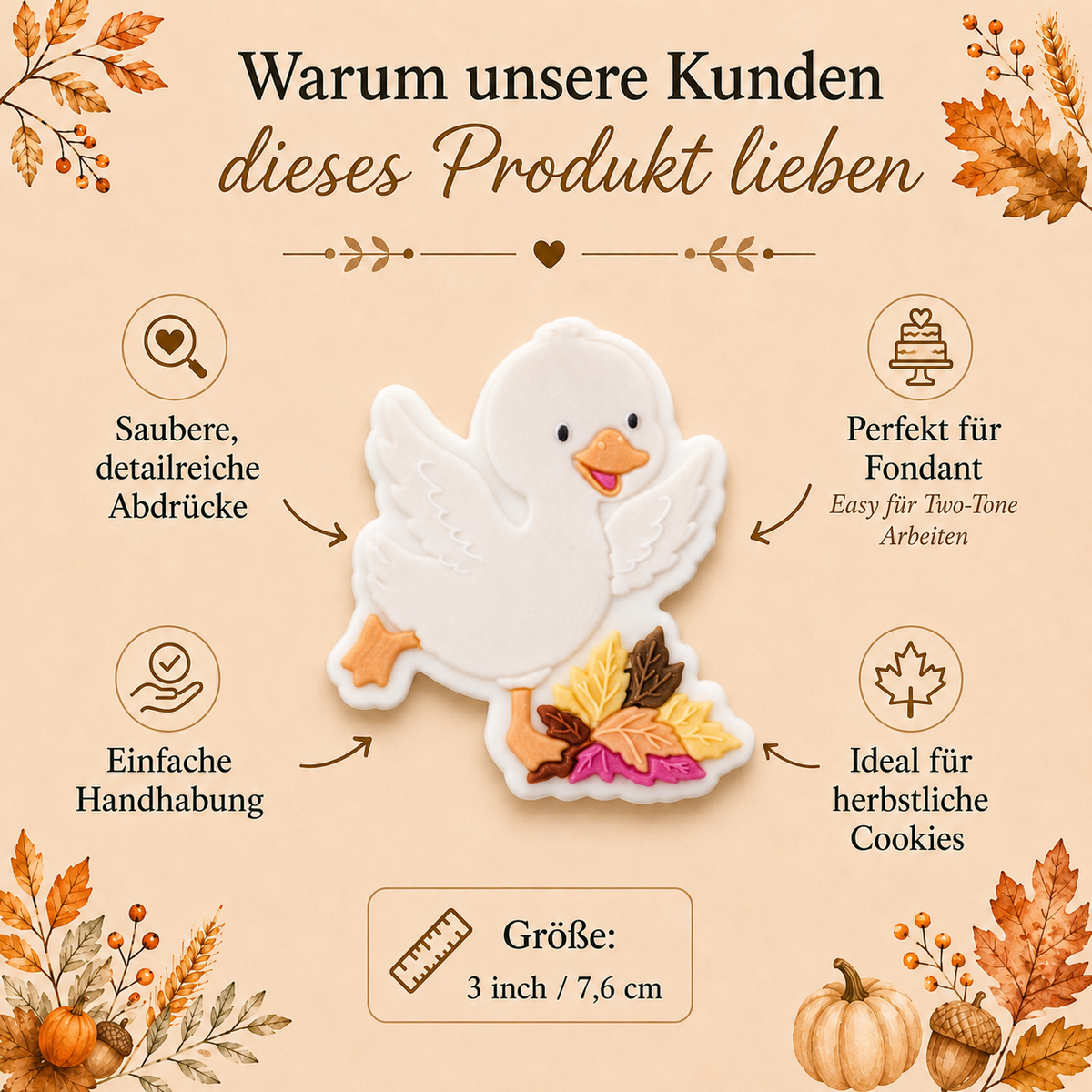 Gans mit Herbstblättern