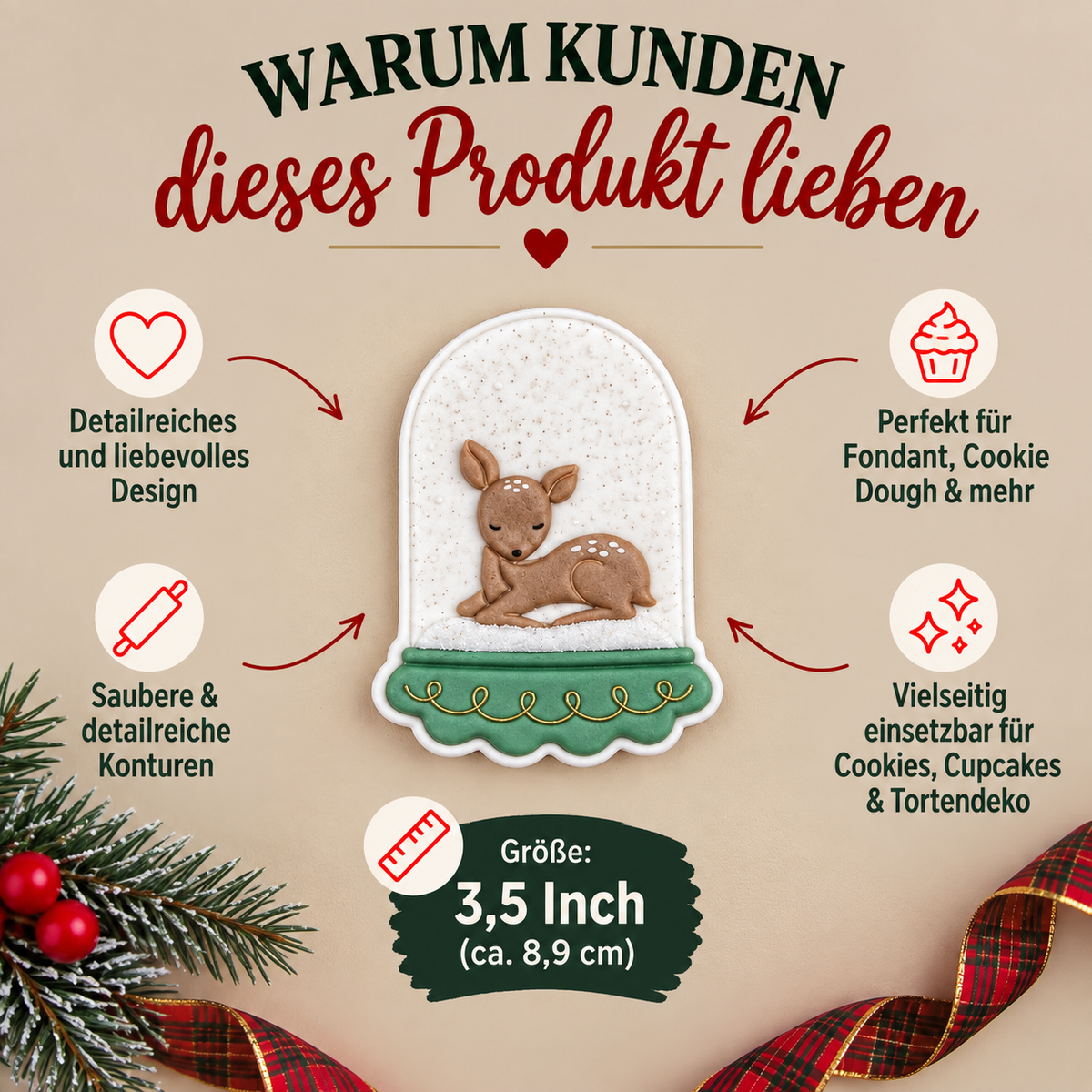 Schneekugel mit Reh